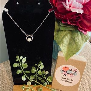 Sterling Silver/Pearl/CZ Circle Necklace